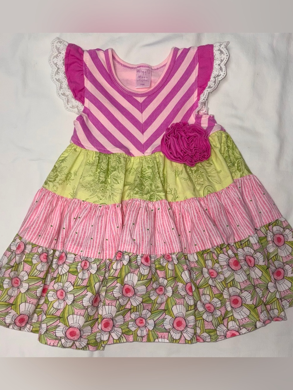 Giggle Moon floral dress with full tiered skirt sz 24 months like new condition